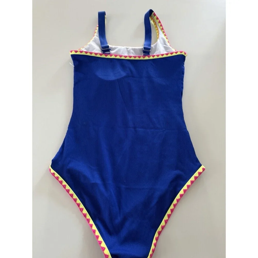 Girls Swimsuit One Piece Swimsuit Solid royal blue Colorful Contrast size 13-14